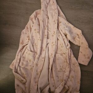 Lands' End Blush Robe with Gold Stars and Moons